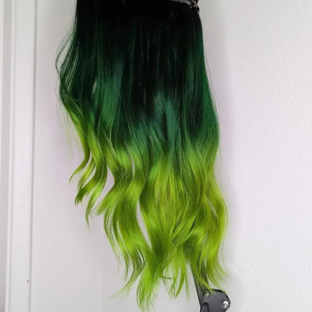 Bellami Silk Seam 18inch Human Hair Extension Black and Green Ombre